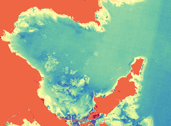 Relative bathymetric depth based on ICA and LandSat 8