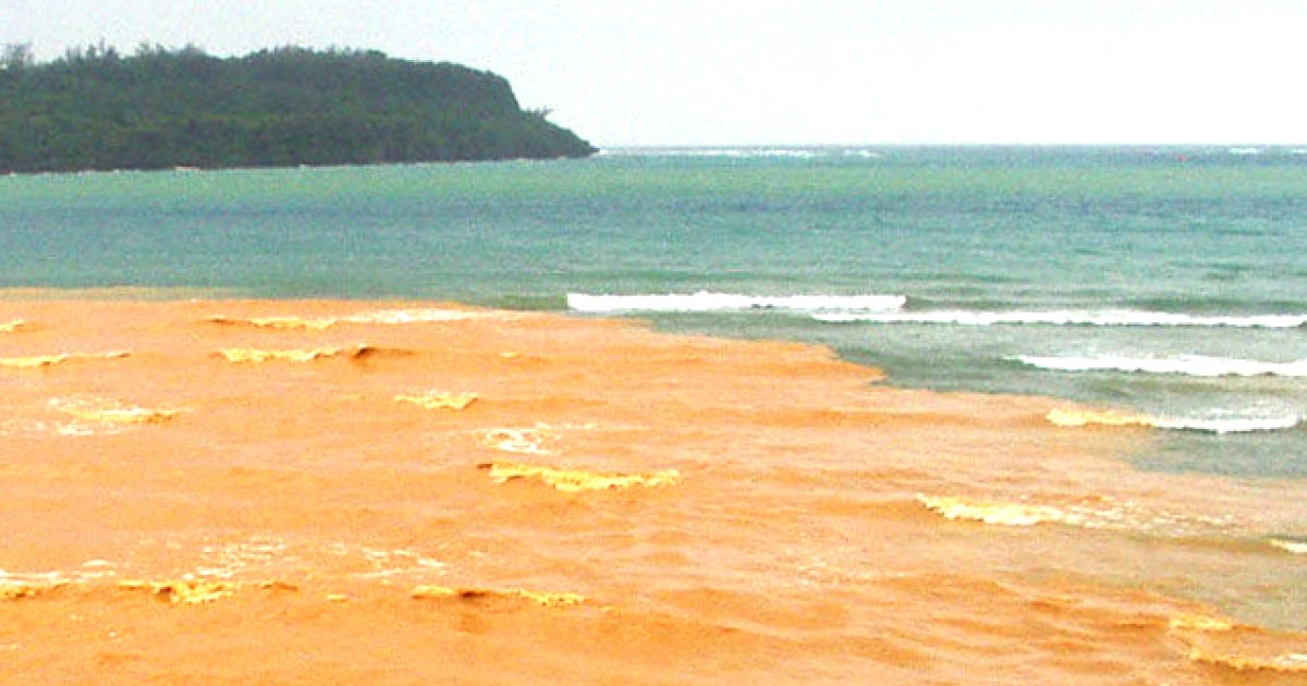 Red soil runoff reaches the ocean | Okinawa Institute of Science